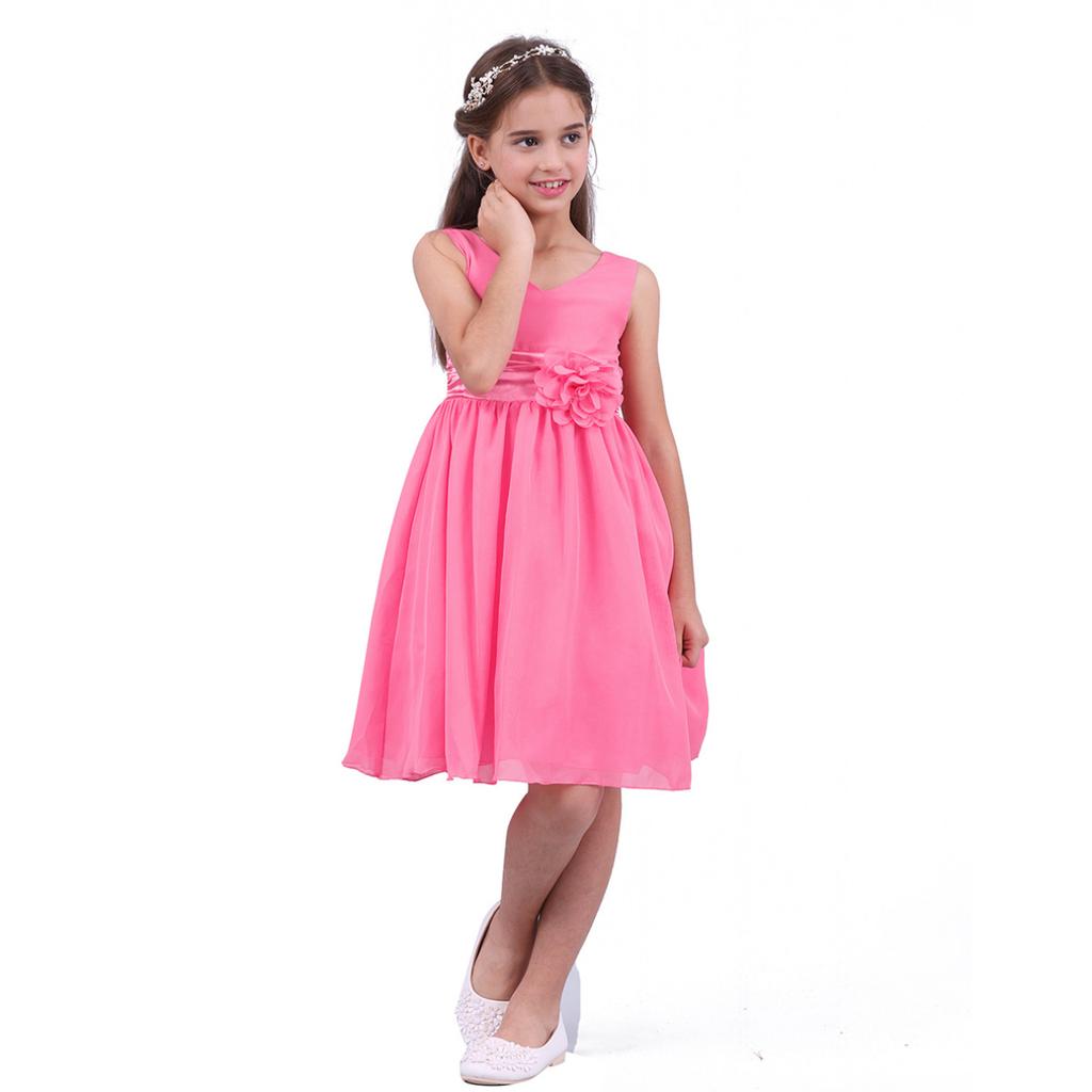 Kids Girls Ball Gown Prom Wedding Bridesmaid Chiffon Summer Party Dress