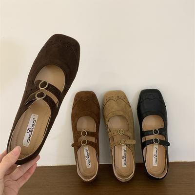 Модная SUOJIALUN 2025 Осень Новая Марка Женские Туфли-лодочки Модные С Круглым Носком Мелкие Слипоны Туфли Мэри Джейн Мягкий Плоский Каблук Платье Балетки