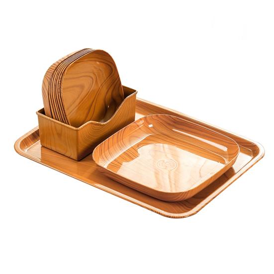 Блюдо для костей, имитация дерева, сервировочные подносы, пластиковая фруктовница в японском стиле