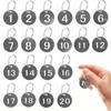 1-20 Key Tags with Labels, Steel Numbered Key Ring Number Silver Metal Check Tags, NO.1-NO.20 Metal Number Labels