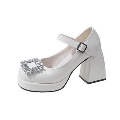 Модные босоножки на низком каблуке со стразами, женская обувь 2024 года, новые летние модные туфли на квадратном каблуке для женщин Sandalias De Mujer