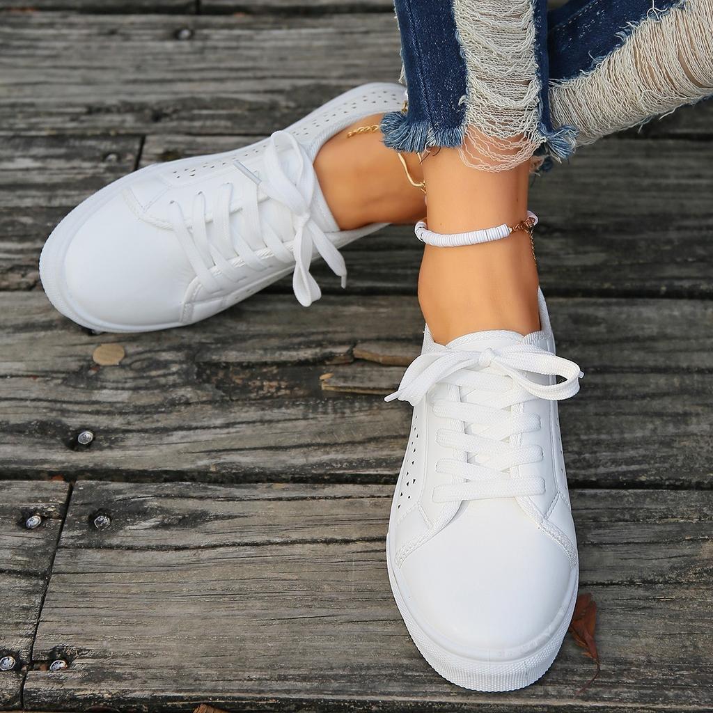 Модная новая женская вулканизированная обувь с круглым носком, повседневная обувь на плоской подошве, кеды на шнуровке, женские универсальные удобные кроссовки на шнуровке