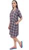 Check Print Baby Pink Women's Sleepshirt Button-up Shirt Dress Sleepwear -