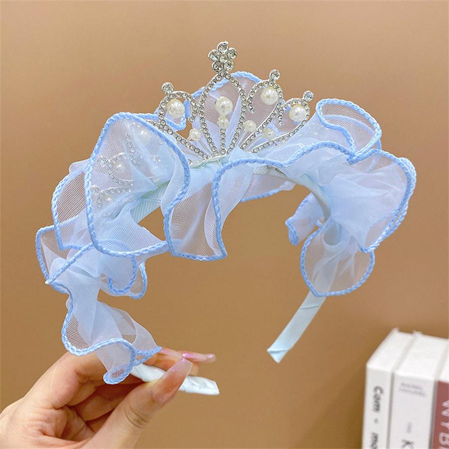 Новые детские резинки для волос Стразы Кружево Тиары Ободки Принцесса Девочки Корона Головной убор День рождения Выпускной Вечеринка Аксессуары для волос