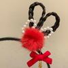 Braid Hair Children Wig Headband Flower Hanfu Hair Sticks Simple Red Bow Hairband  Baby