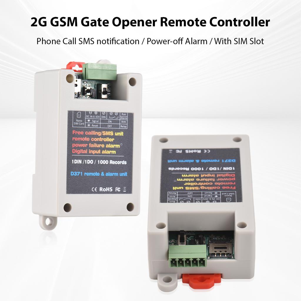 GSM Gate Opener Relay Switch 2G Remote Controller Phone Call SMS Power-off Alarm Switch Input Alarm
