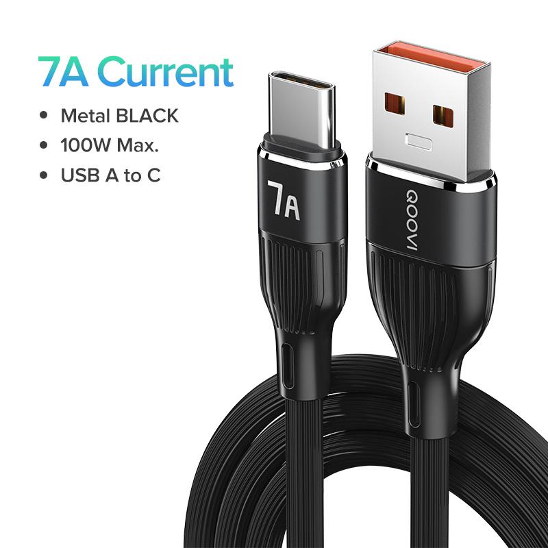QOOVI 7A USB Type C Кабель для быстрой зарядки Шнур для передачи данных Быстрая зарядка QC3.0 USB-C Зарядное устройство для Xiaomi Samsung Huawei OnePlus Poco F3