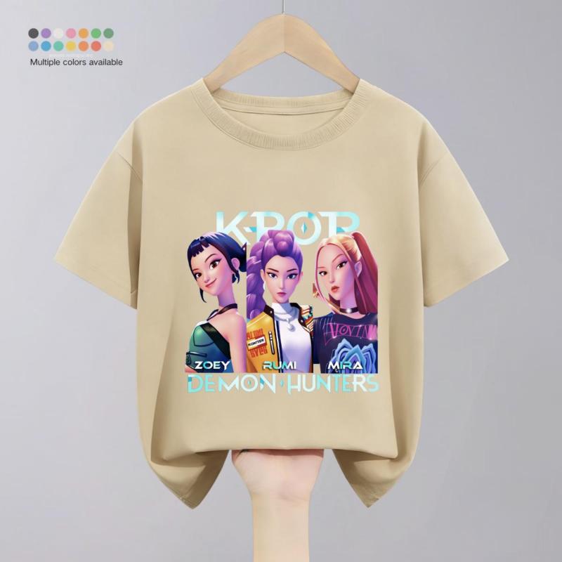 Kpop Охотники на демонов Детская одежда Футболки Летние Новая мода Популярные Топы с коротким рукавом Футболка Детская одежда Повседневные футболки 1-10 лет