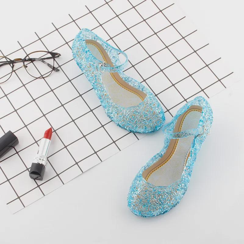 Трансграничные летние босоножки с кристаллами для девочек из серии Frozen Princess Elsa - Туфли на высоком каблуке в стиле Золушки