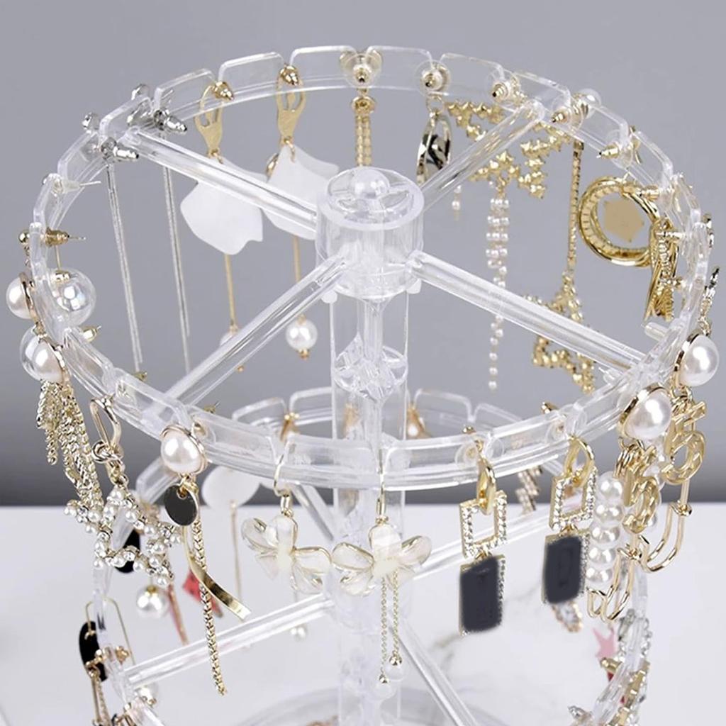 1 шт. Двухъярусная вращающаяся стойка для украшений, прозрачная стойка-дисплей для украшений в форме дерева, стойка для хранения сережек и ожерелий