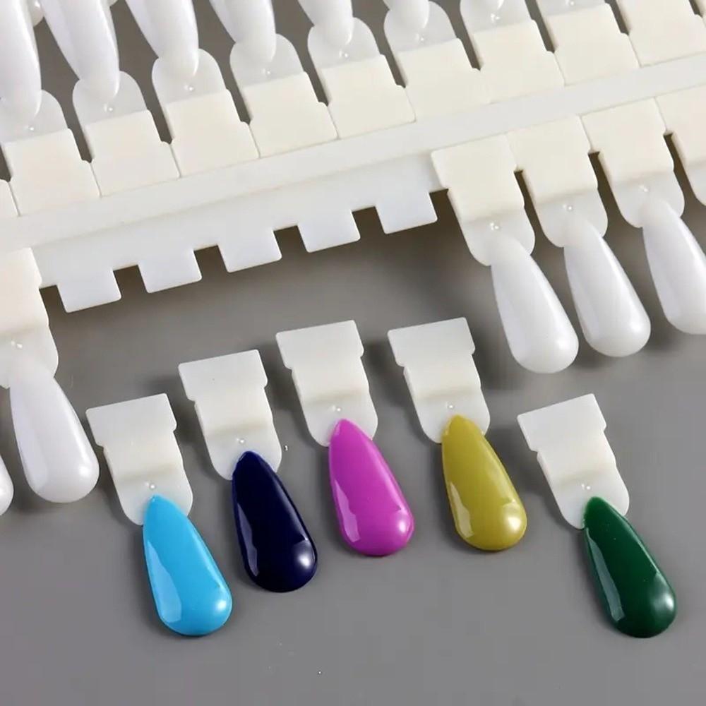 36pcs Set Natural Color False Nail Tips Teardrop Design Manicure Practice Board Gel Polish Display