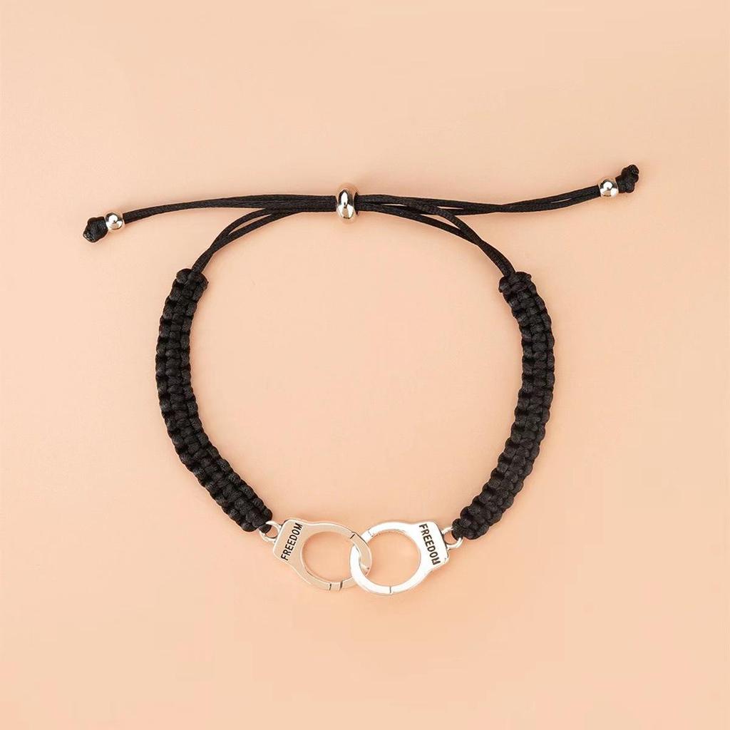 Браслет с картой трансграничной дружбы: Креативный дизайн наручников из сплава в европейском и американском стиле с плетеным ремешком