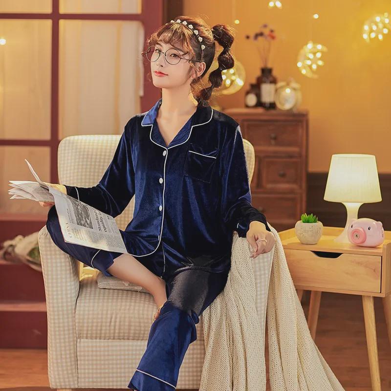 Парные пижамы из золотого бархата: Свободный, однотонный, теплый кардиган для осени/зимы, для мужчин и женщин, большой размер