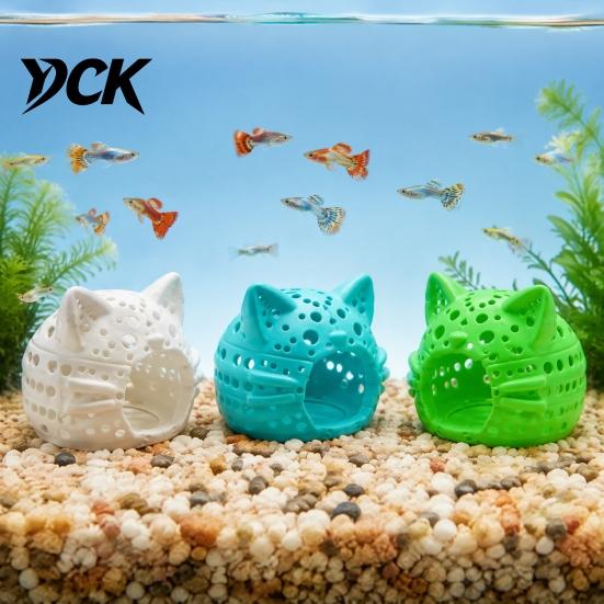 Shrimp Spawning Cave Aquarium Cave, Cat Head Fish Hideout with Suction Betta Accessories Cup, Decorative for Tanks Tank