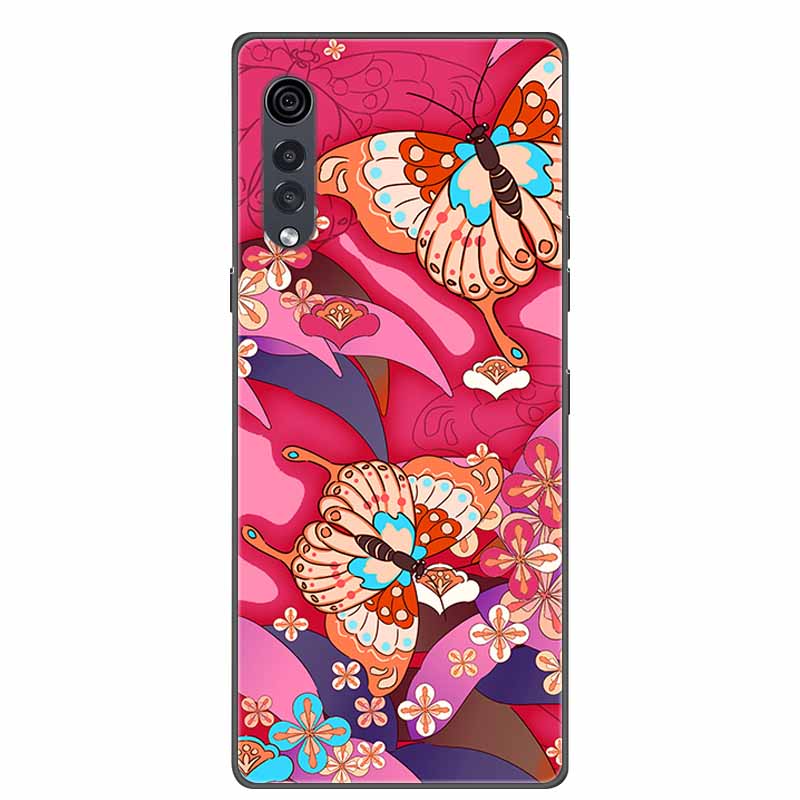 Для телефона LG Velvet Роскошный Чехол Черный Мягкий Силикон ТПУ Задняя Крышка для LGVelvet 5G Funda LMG910EMW Защитный Колпачок Capa Мультяшный Coque