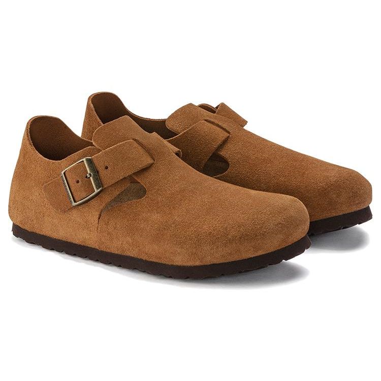 Birkenstock Лондонские замшевые кожаные норковые унисекс кроссовки коричневые 1023519