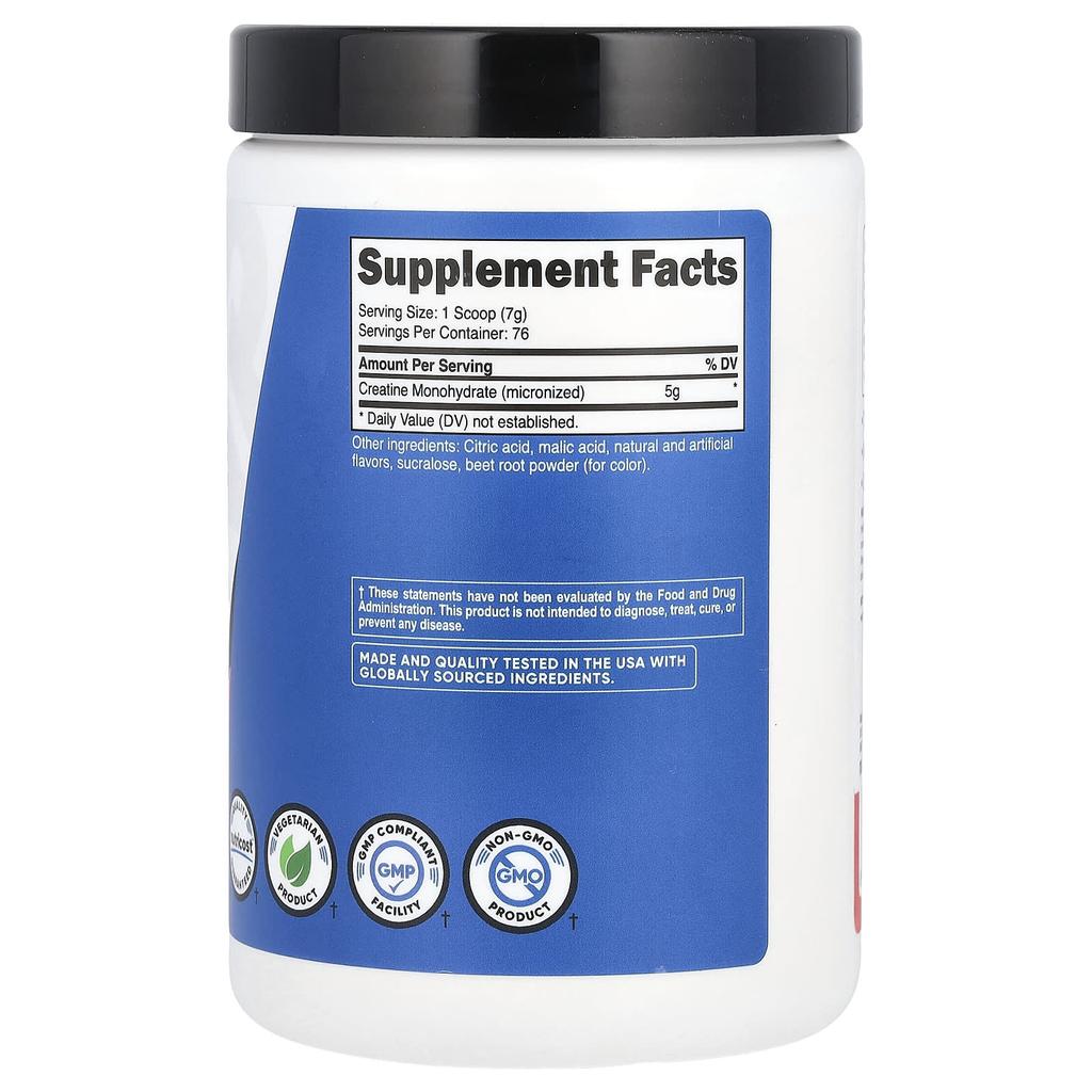 Nutricost Спортивные результаты, Креатин моногидрат, Фруктовый пунш, 1,1 фунта (500 г)