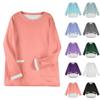 Women's Casual Fashion RoundNeck Pullover Top Winter Solid Color Plush Sweatshirt