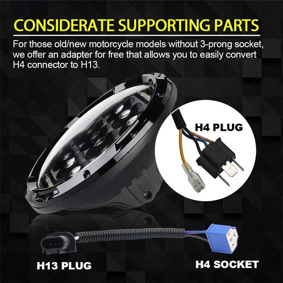 Pair 7'' 150W 10920Lm Round BlackLed Headlight High Low Beam With White Drl For Harley Jeep Wrangler Jk Tj Lj Cj Hummber H1 H2