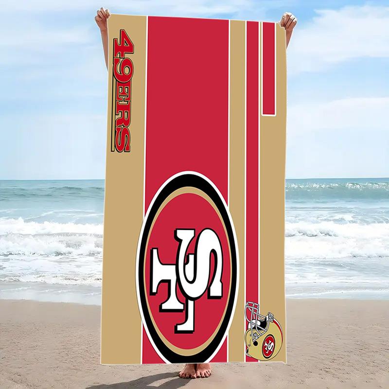 SF 49ers Print Beach Towel, Large Soft Quick Dry Towel for Beach Camping Swimming