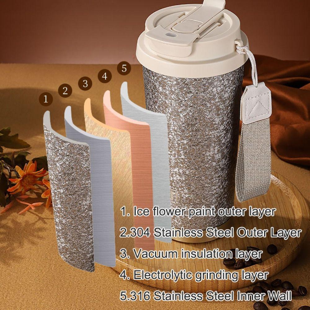 Double-drink Luxury Titanium Cup Large Capacity Vacuum Water Bottle Portable Thermos Flask