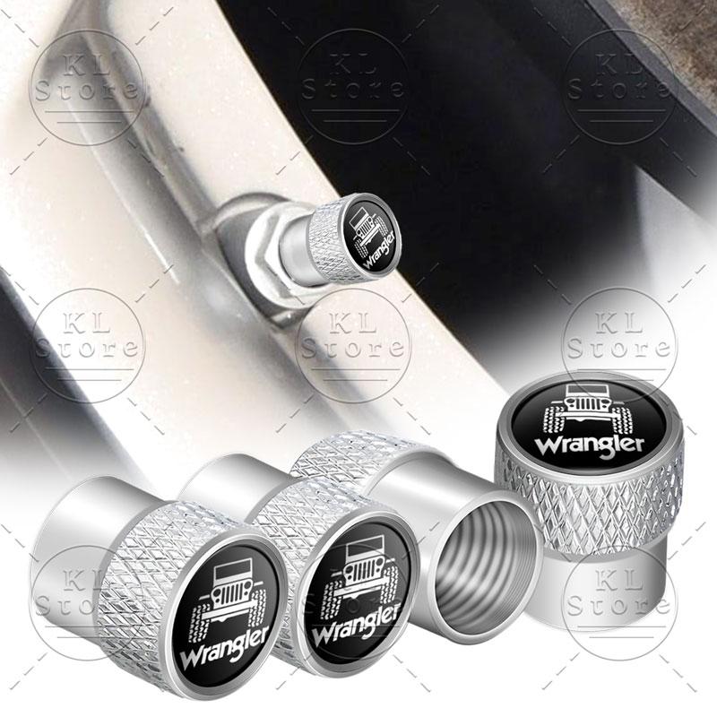 4Pcs Auto Exterior Logo Metal Wheel Tire Valve Caps Stem Case Dust Covers For Jeep Wrangler JK JL TJ Renegade Liberty Patriot ANS1