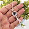 Драгоценный камень Топаз Лондон Блю 925 стерлинговое серебро Цирконий Дизайнерское ювелирное изделие Подвеска-ключ 2,1" Подарок для Любимой/Жены CZP-17-1