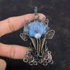 Angelite Copper Pendant Wire Wrapped Jewelry Rainbow Moonstone Gemstone Pendant Wire Wrap Deer Face Pendant Handmade Copper Jewelry For Gift