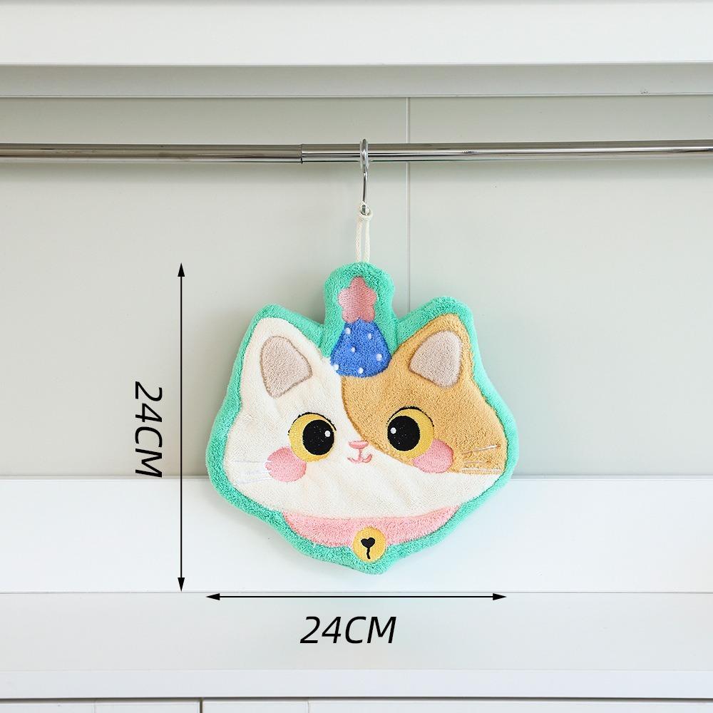 Soft Toilet Handkerchief Cute Cat Washcloth Cartoon Hand Towel  Kitchen