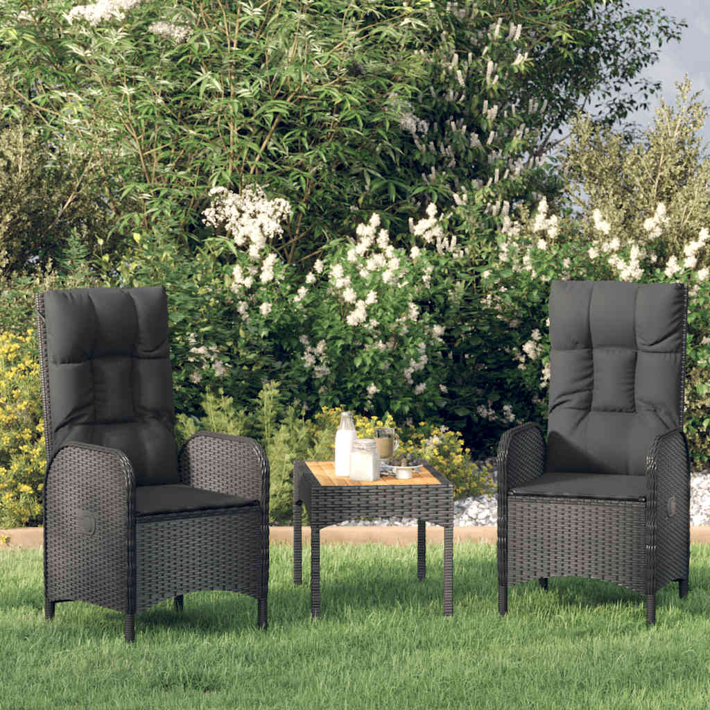 Garden Chairs 2 pcs Poly Rattan Black