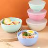 4Pcs Food Grade Plastic Salad Bowl with Dust-Proof Lid Multifunctional Thickened Cereal Bowl Dishwasher Safe Reusable Noodle Rice Food Bowl