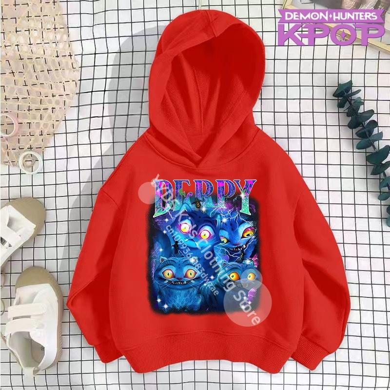 Одежда для маленькой девочки K-Pop Охотники на демонов Толстовка Девичья мода Повседневная толстовка Кино Новинка Детская K-Pop Охотники на демонов Толстовки с капюшоном