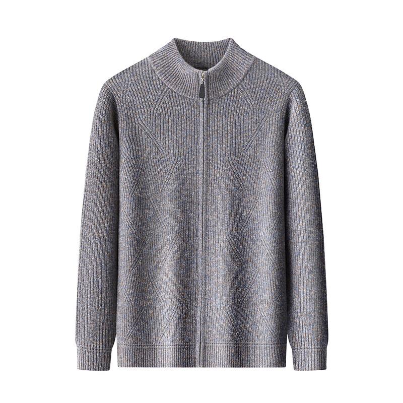 Pierre Cardin Men's Wool-Blend Mock Neck Zip Cardigan
