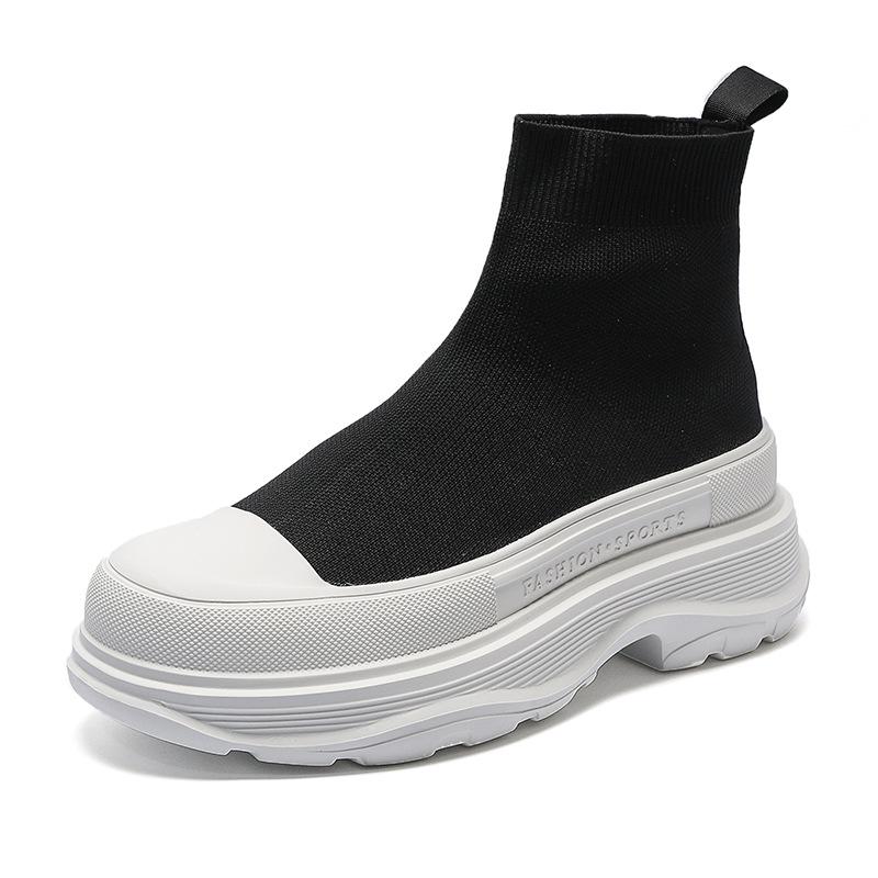 Мужская обувь модного бренда, высококачественная летающая плетеная обувь, высокие туфли-носки, дышащая и удобная обувь на толстой подошве, увеличивающая рост, повседневная спортивная обувь