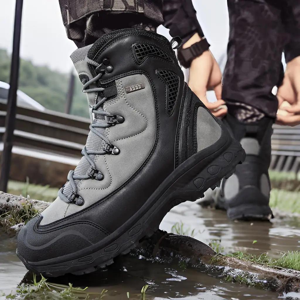 Модные мужские водонепроницаемые кожаные ботинки для пустыни, нескользящие, легкие, дышащие, нескользящие, для охоты и туризма, рабочие ботинки для мужчин