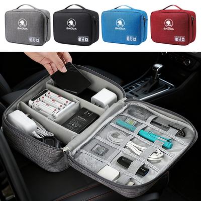 Сумка для хранения цифровой электроники с логотипом автомобиля для Skoda Octavia MK2 MK 2 3 A5 A7 A8 Fabia Karoq Superb Rapid Kamiq Scala knzh54