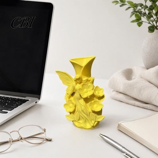 Dual-purpose Vase 3D Printed Fairy Garden Sculpture Vase, Fantasy Flower Pot with Forest Style Decor Statue, Dual-Use Holder for Desktop Entryway