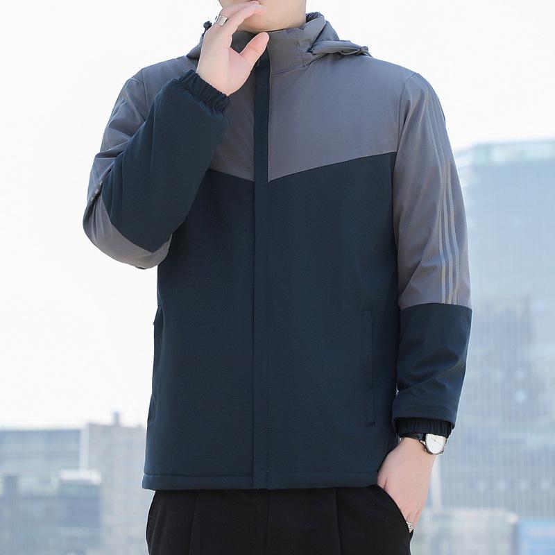 Новая мужская бархатная куртка с капюшоном, на хлопковой подкладке, свободного кроя большого размера, молодежная повседневная куртка на хлопковой подкладке