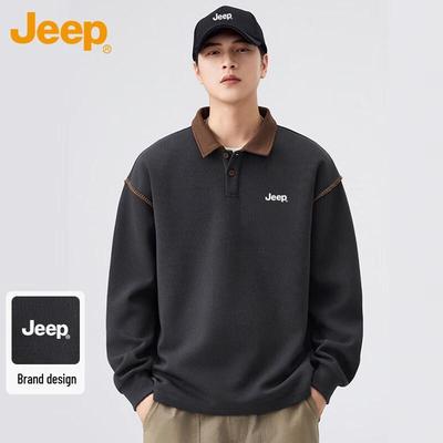 Мужской осенне-зимний свитшот свободного кроя с воротником поло