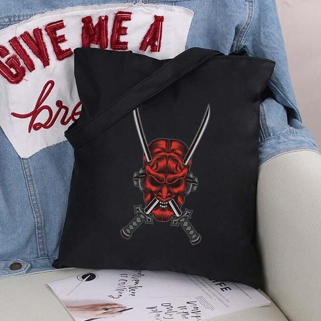 Сумка-шоппер из эко-холста, хлопка-шопера с мультяшными картинками, модная черная складная сумка с принтом, холщовая большая сумка