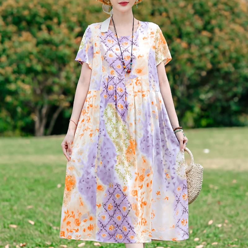 Летние повседневные женские платья винтажная одежда больших размеров с коротким рукавом элегантное длинное платье
