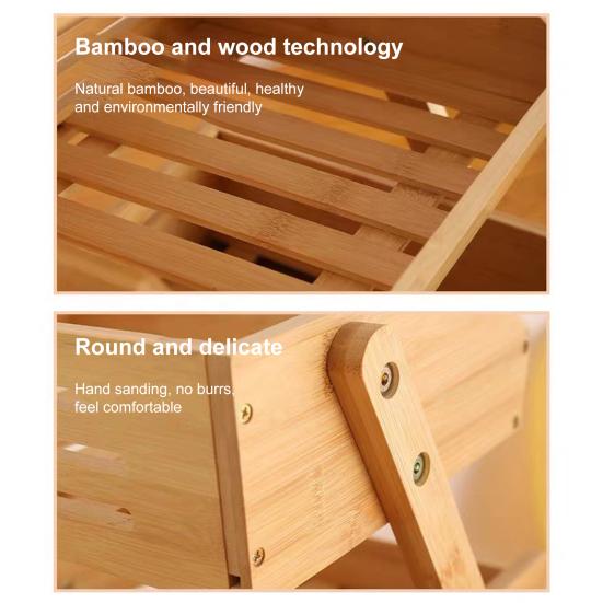 Wooden Fruit Basket Storage Rack Stackable Kitchen Organizer for Fruits Vegetables Snacks Space-Saving Multipurpose