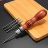 Hand Sewing Awl Set Pin Punching Wood Handle for Leatherworking Enthusiasts