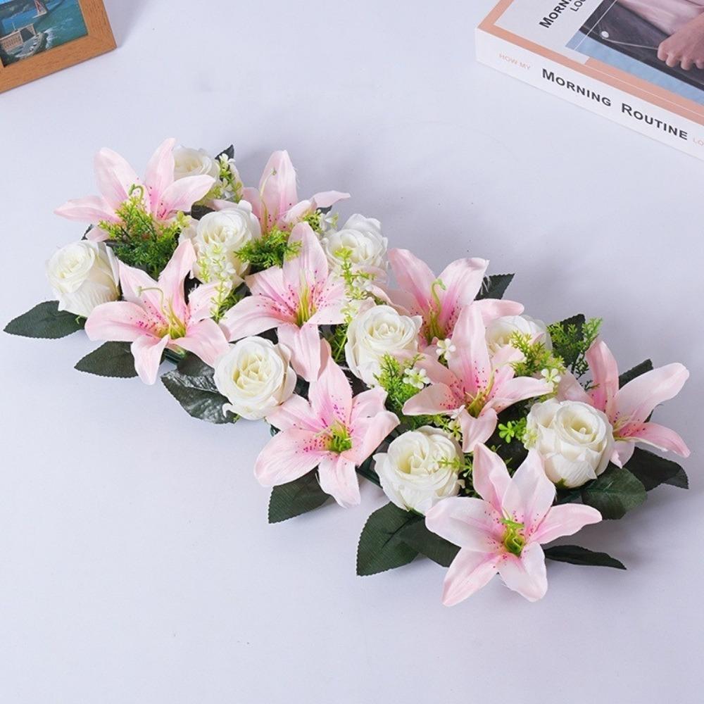 43cm Artificial Flowers Party Stage Supplies Rose&lily Fake Flowers Wall Arches Decor Table Centerpiece Decor