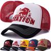 Unisex STATION Letter Summer Fishing Cap Breathable Mesh Trucker Hat Big Bison Bulls Embroidered Snapback Hat