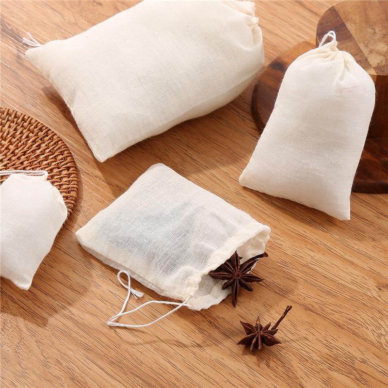 50Pcs Tea Bags Food Grade Cotton Gauze Tea Filter Bags Spice Filter Bags With String Healing Seal Spice Filter Tea Bags For Spic