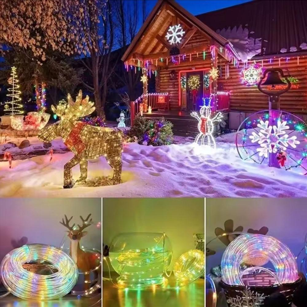 7M/12M Outdoor Solar Tube Rope LED String Light Garden Waterproof Fairy Lights For Christmas Decoration Wedding Party Led Lamp
