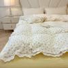 Комплект постельного белья из двойной пряжи, приятный к коже, дышащий и моющийся, пододеяльник с полым кружевом, комплект простыни и наволочек