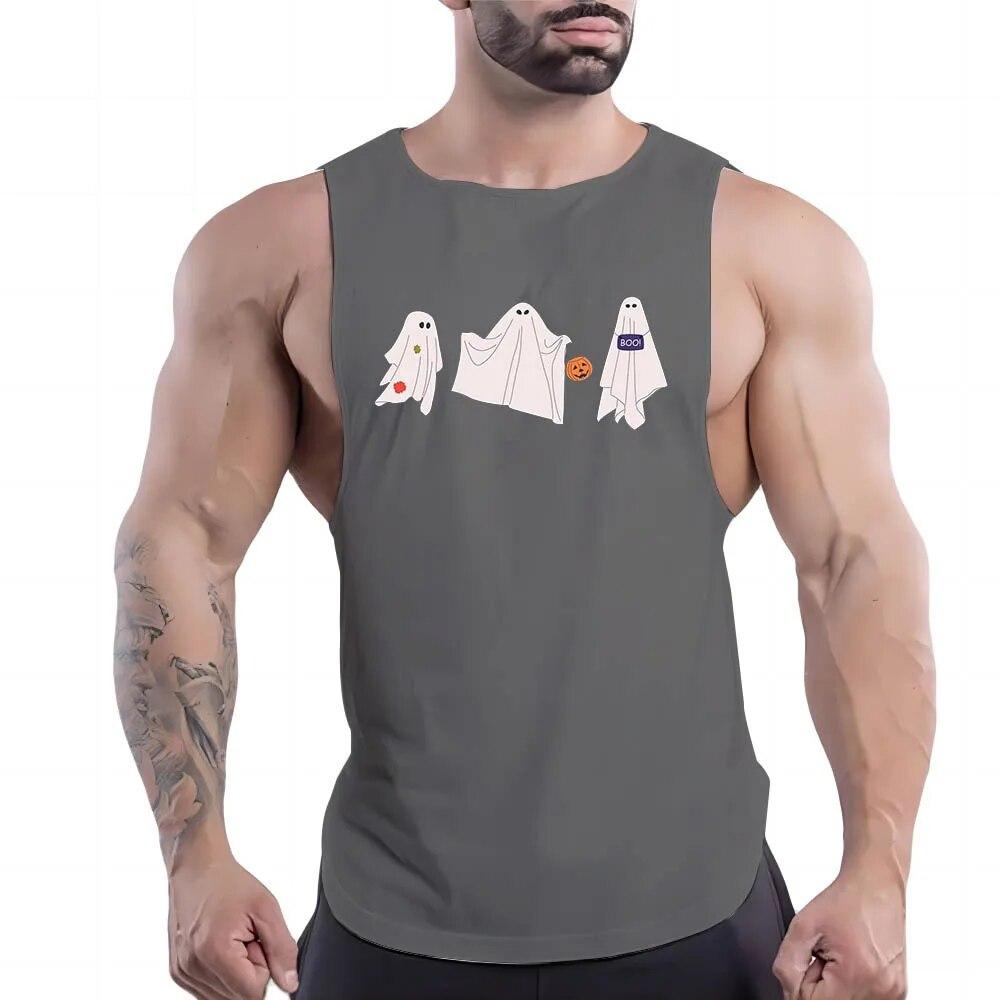 Топ для спортзала, модный спортивный стиль, повседневный жилет без рукавов, рубашка с принтом куклы на Хэллоуин, мужской спортивный жилет для баскетбола на открытом воздухе, быстросохнущий