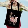 Cat and Flower Print Shoulder Bag Women Vintage Aesthetics Kitten Design Tote Bags Teenager Girls Bags Female Handbag